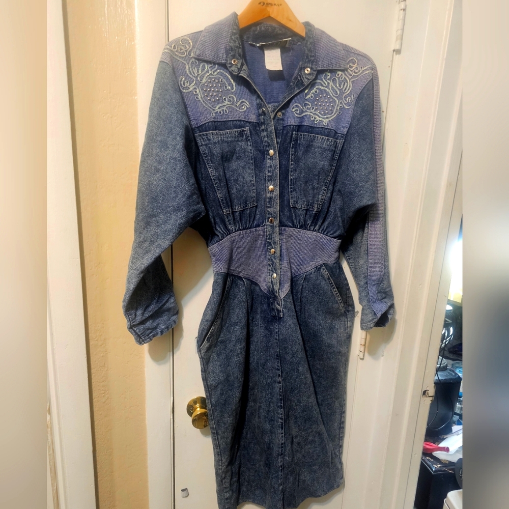 Vintage embellished denim dress